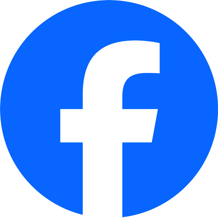 Facebook-Logo mit weißem „f“ auf blauem Kreis-Hintergrund.